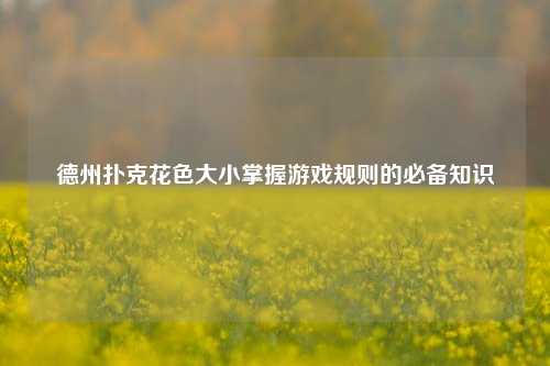 德州扑克花色大小掌握游戏规则的必备知识