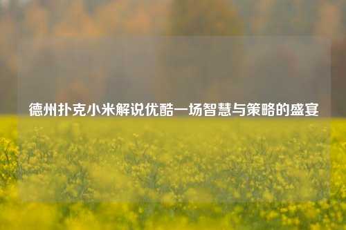 德州扑克小米解说优酷一场智慧与策略的盛宴