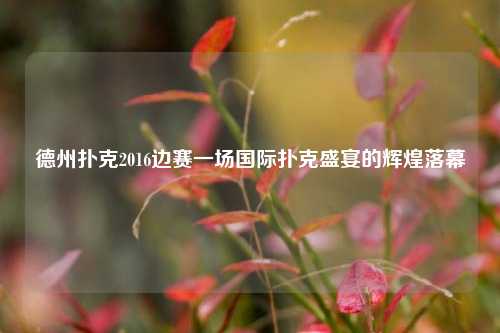 德州扑克2016边赛一场国际扑克盛宴的辉煌落幕