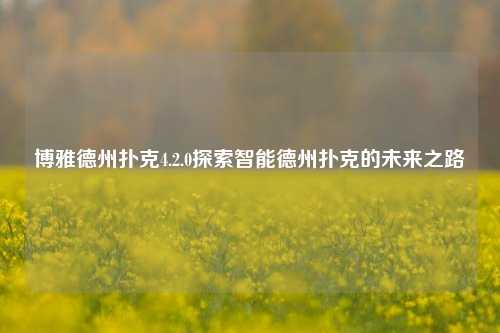 博雅德州扑克4.2.0探索智能德州扑克的未来之路