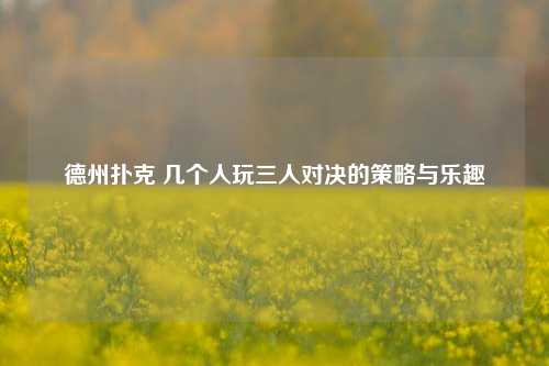 德州扑克 几个人玩三人对决的策略与乐趣