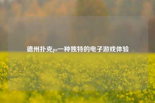 德州扑克ps一种独特的电子游戏体验