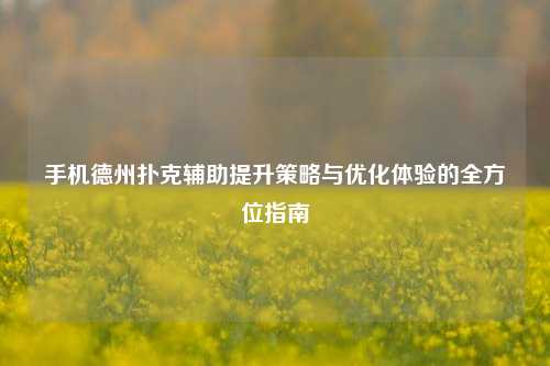 手机德州扑克辅助提升策略与优化体验的全方位指南