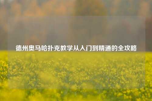 德州奥马哈扑克教学从入门到精通的全攻略