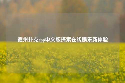 德州扑克app中文版探索在线娱乐新体验
