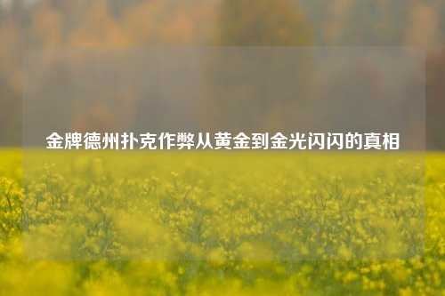 金牌德州扑克作弊从黄金到金光闪闪的真相