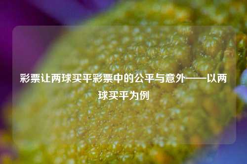 彩票让两球买平彩票中的公平与意外——以两球买平为例