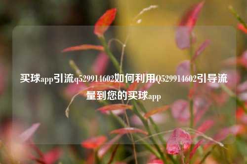 买球app引流q529914602如何利用Q529914602引导流量到您的买球app