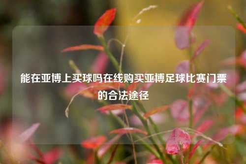 能在亚博上买球吗在线购买亚博足球比赛门票的合法途径