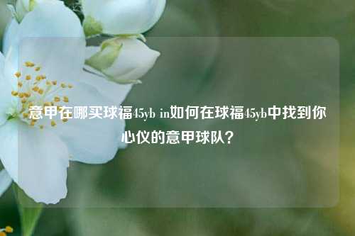 意甲在哪买球福45yb in如何在球福45yb中找到你心仪的意甲球队？