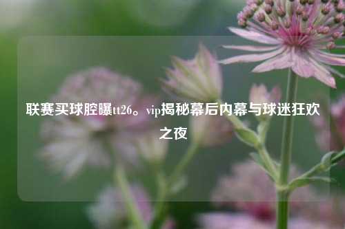 联赛买球腔曝tt26。vip揭秘幕后内幕与球迷狂欢之夜