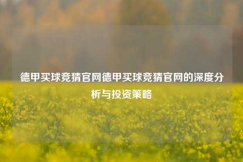 德甲买球竞猜官网德甲买球竞猜官网的深度分析与投资策略