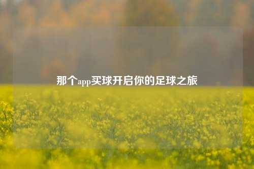 那个app买球开启你的足球之旅