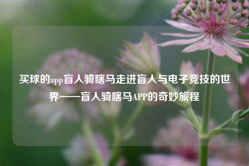 买球的app盲人骑瞎马走进盲人与电子竞技的世界——盲人骑瞎马APP的奇妙旅程